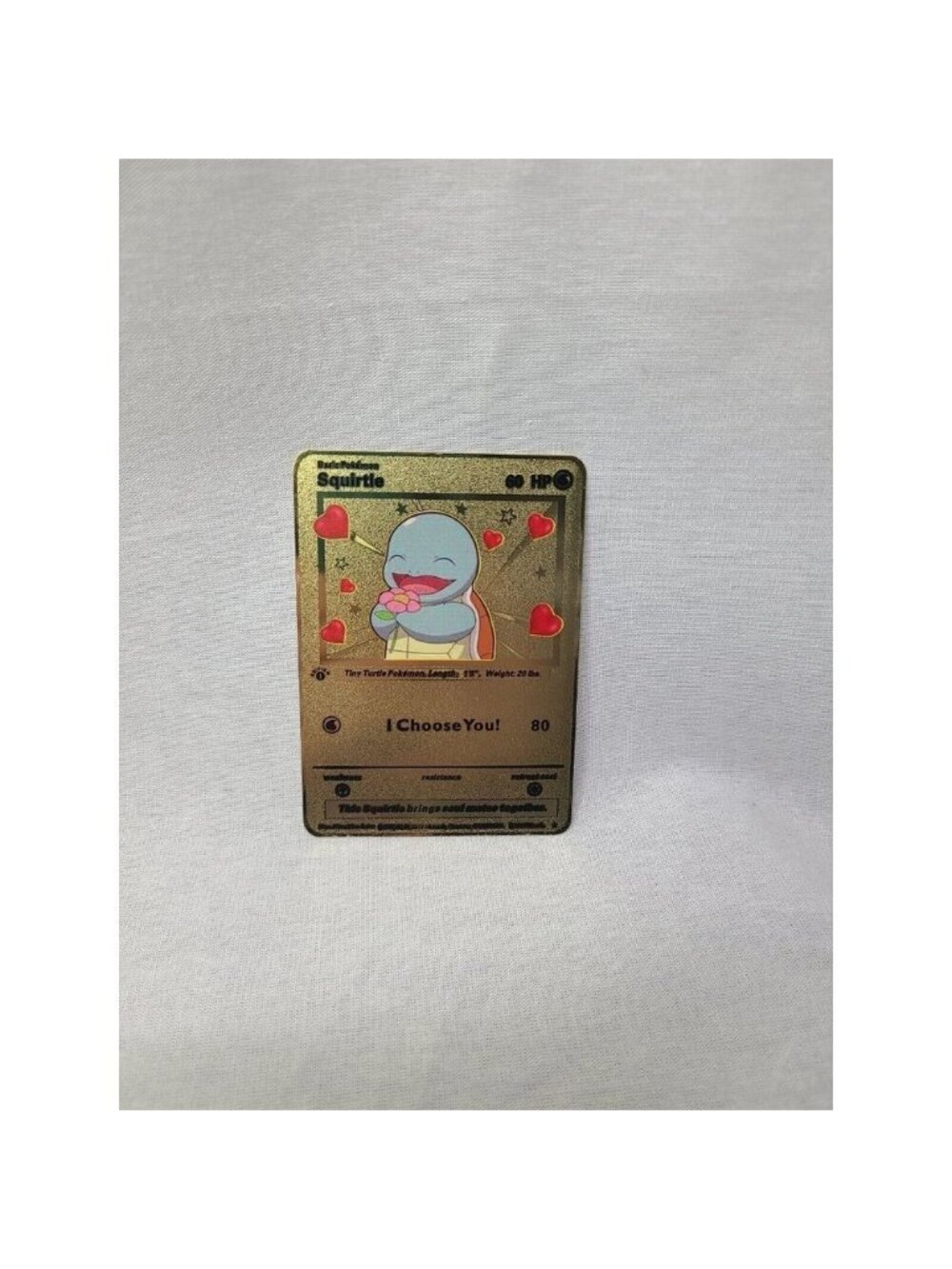 Squirtle I Choose You Love Heart Valentine Gold Metal Card- Brand new